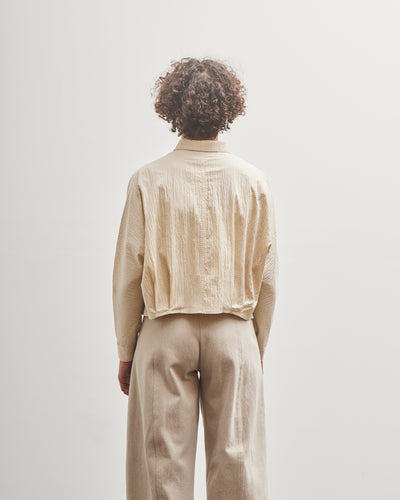 7115 by Szeki 3/4 Cropped Shirt Jacket, Textured Beige