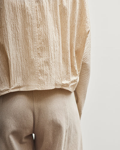 7115 by Szeki 3/4 Cropped Shirt Jacket, Textured Beige