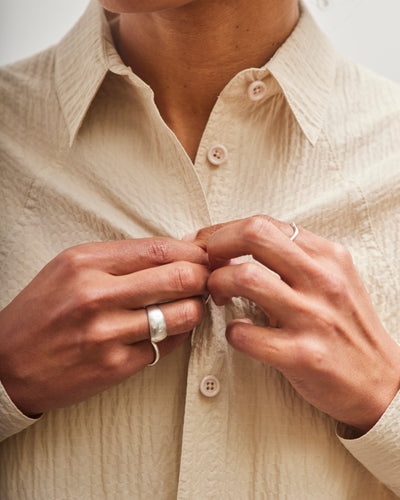 7115 by Szeki 3/4 Cropped Shirt Jacket, Textured Beige