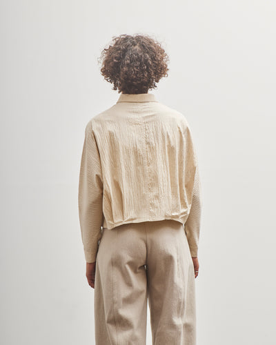 7115 by Szeki 3/4 Cropped Shirt Jacket, Textured Beige