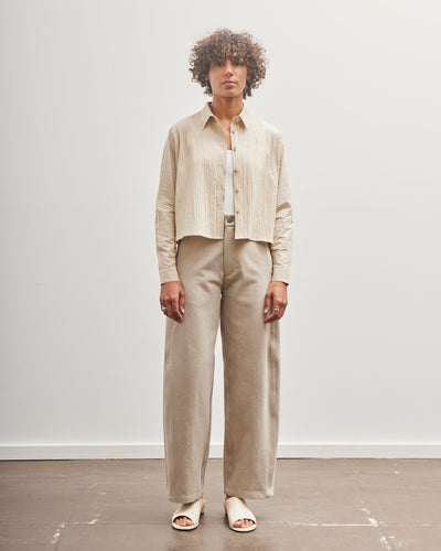 7115 by Szeki 3/4 Cropped Shirt Jacket, Textured Beige