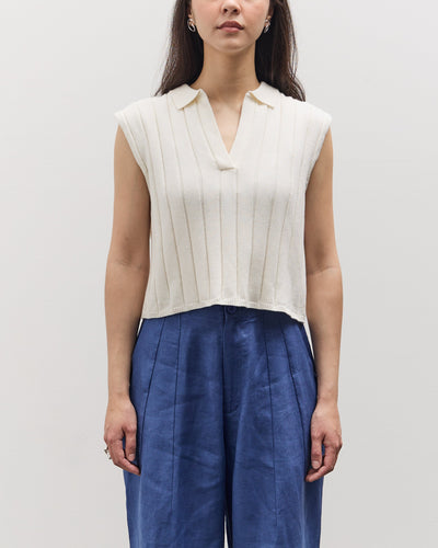 7115 by Szeki Collared Rib Vest, White