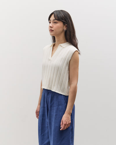 7115 by Szeki Collared Rib Vest, White