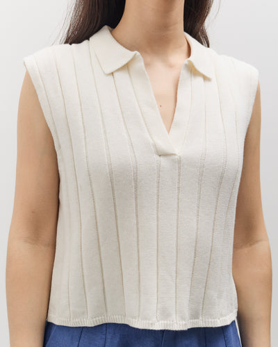 7115 by Szeki Collared Rib Vest, White
