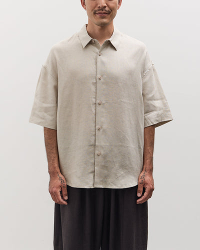 7115 by Szeki Unisex Linen Oversized SS Shirt, Sand Beige