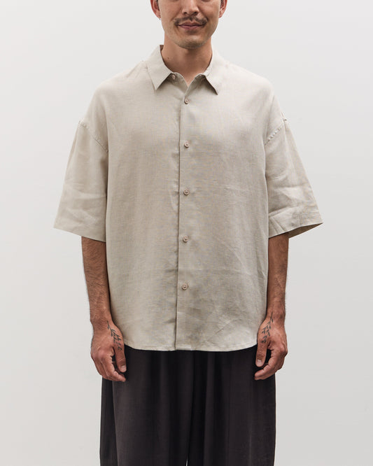 7115 by Szeki Unisex Linen Oversized SS Shirt, Sand Beige