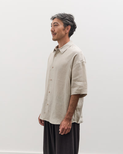 7115 by Szeki Unisex Linen Oversized SS Shirt, Sand Beige