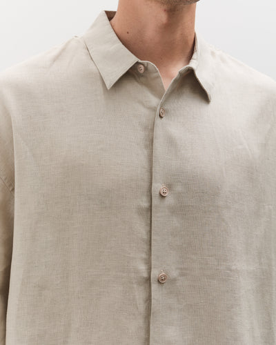 7115 by Szeki Unisex Linen Oversized SS Shirt, Sand Beige