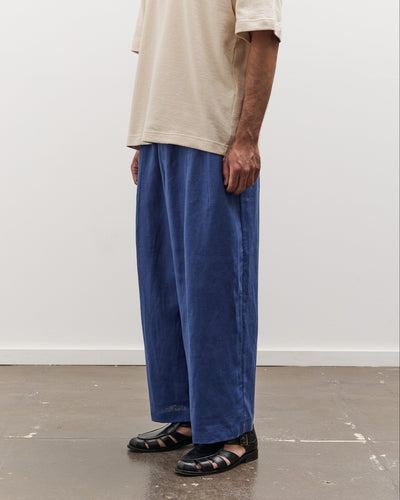 7115 by Szeki Unisex Linen Pleated Trouser, Cobalt