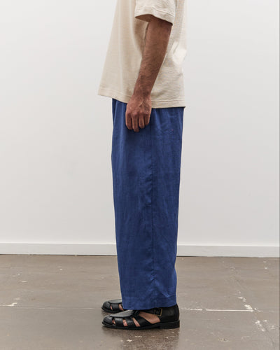 7115 by Szeki Unisex Linen Pleated Trouser, Cobalt