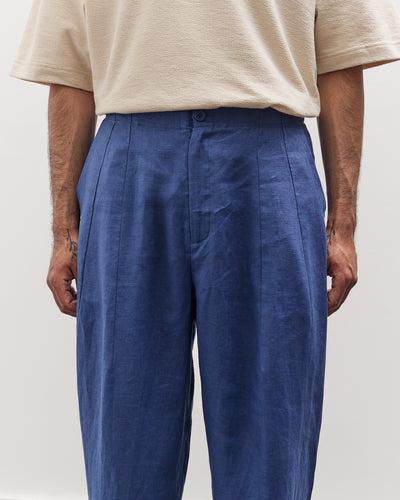 7115 by Szeki Unisex Linen Pleated Trouser, Cobalt