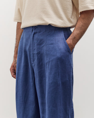 7115 by Szeki Unisex Linen Pleated Trouser, Cobalt