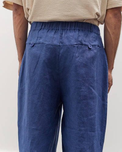 7115 by Szeki Unisex Linen Pleated Trouser, Cobalt