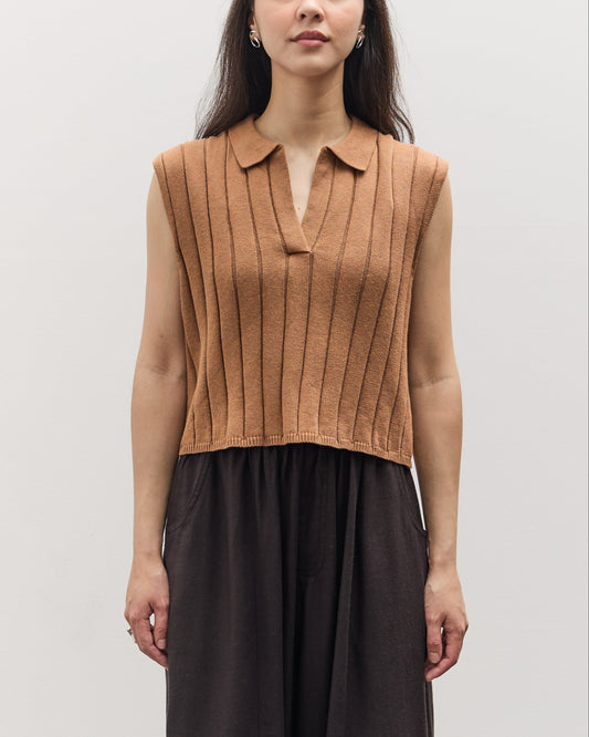 7115 by Szeki Collared Rib Vest, Rust