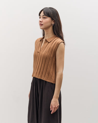 7115 by Szeki Collared Rib Vest, Rust