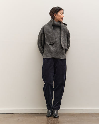 7115 by Szeki Corduroy Elastic Pull-Up Trouser, Black