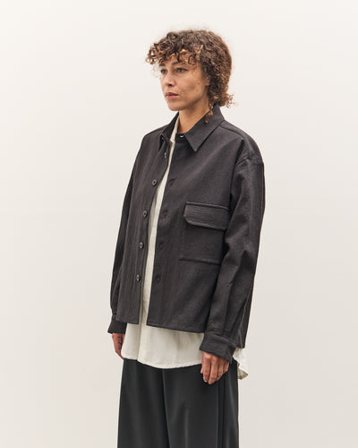 7115 by Szeki Textured Flat Hem Shirt, Black