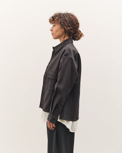 7115 by Szeki Textured Flat Hem Shirt, Black