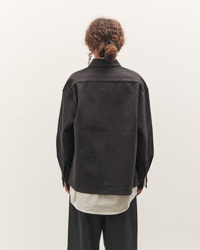 7115 by Szeki Textured Flat Hem Shirt, Black