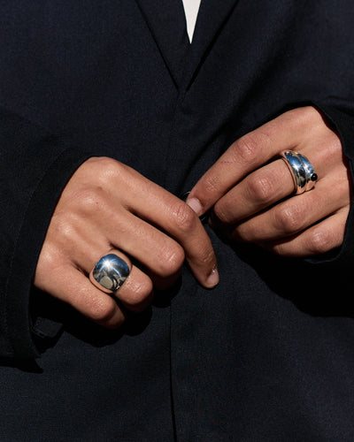 Agmes Domed Ring Set, Onyx