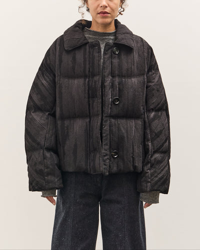 Anggae Jacquard Single Button Puffer, Navy