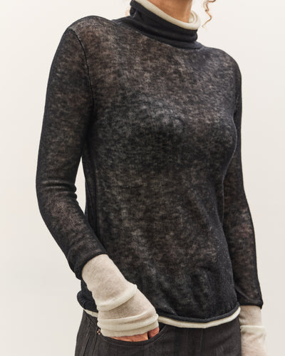 Anggae Layered Two-Tone Turtleneck, Black