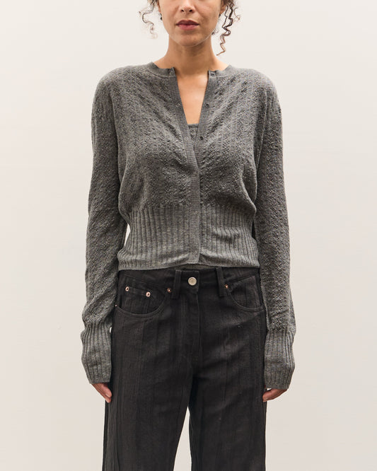 Anggae Smocked Knit Cardigan, Grey