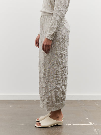 Black Crane Crinkled Knit Skirt, Platinum