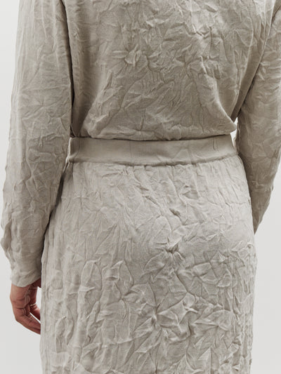 Black Crane Crinkled Knit Skirt, Platinum