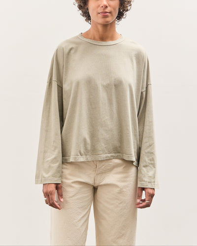 Black Crane Wide Long Sleeve Tee, Limestone
