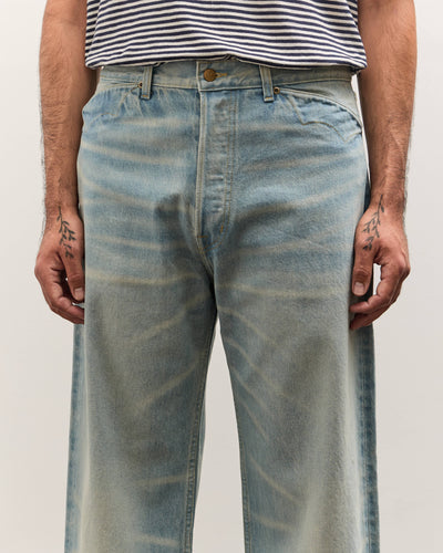 Brain Dead Type 00: 15 oz Denim Unisex, Light Washed Indigo
