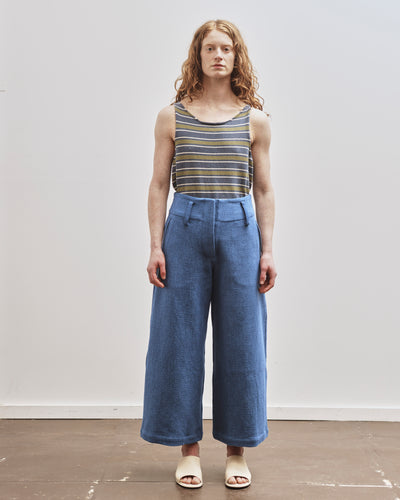Cawley Japanese Washed Sashiko Grace Trouser, Light Blue