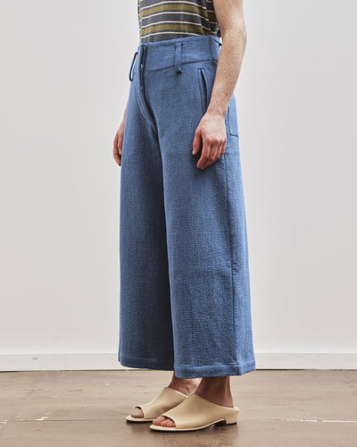 Cawley Japanese Washed Sashiko Grace Trouser, Light Blue