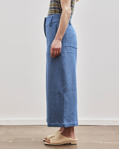 Cawley Japanese Washed Sashiko Grace Trouser, Light Blue