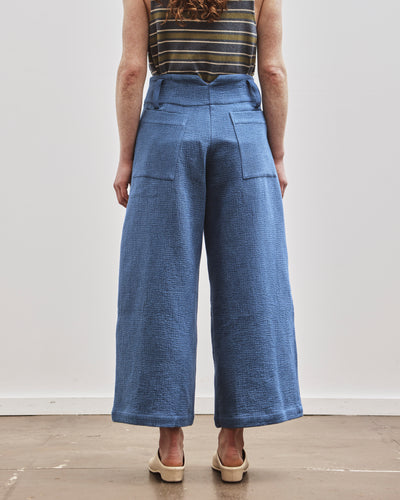 Cawley Japanese Washed Sashiko Grace Trouser, Light Blue