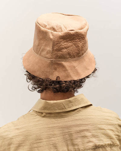 Colbo Leather Bucket Hat, Distressed Beige
