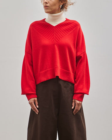 Cordera Cashmere Ribbed Neck Sweater, Red