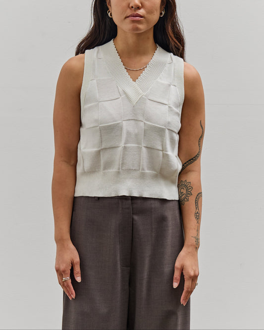Cordera Checkered Cotton & Cashmere Waistcoat, White