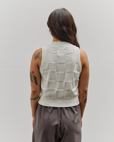 Cordera Checkered Cotton & Cashmere Waistcoat, White