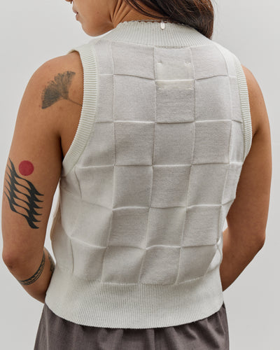 Cordera Checkered Cotton & Cashmere Waistcoat, White