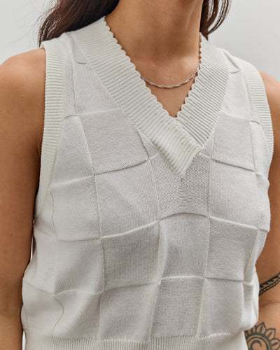 Cordera Checkered Cotton & Cashmere Waistcoat, White
