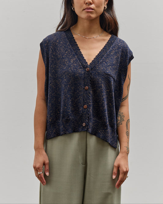 Cordera Flecked Cotton Waistcoat, Navy