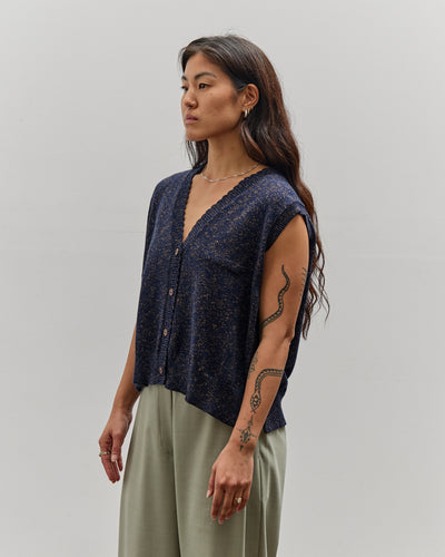 Cordera Flecked Cotton Waistcoat, Navy