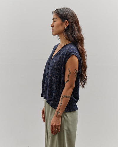 Cordera Flecked Cotton Waistcoat, Navy