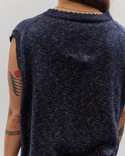 Cordera Flecked Cotton Waistcoat, Navy