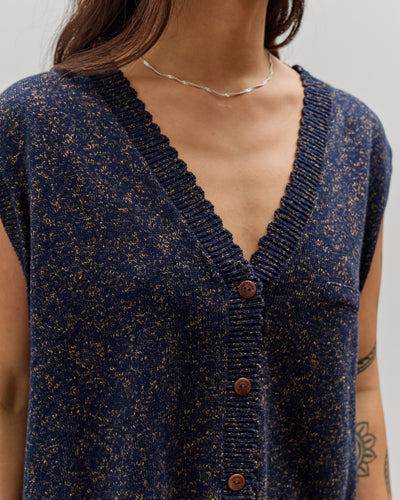 Cordera Flecked Cotton Waistcoat, Navy