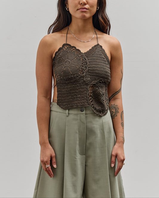 Cordera Handmade Crochet Top, Brown