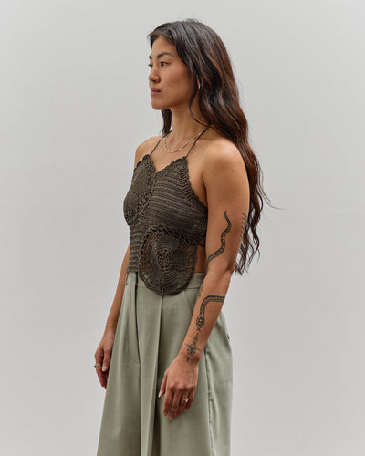 Cordera Handmade Crochet Top, Brown