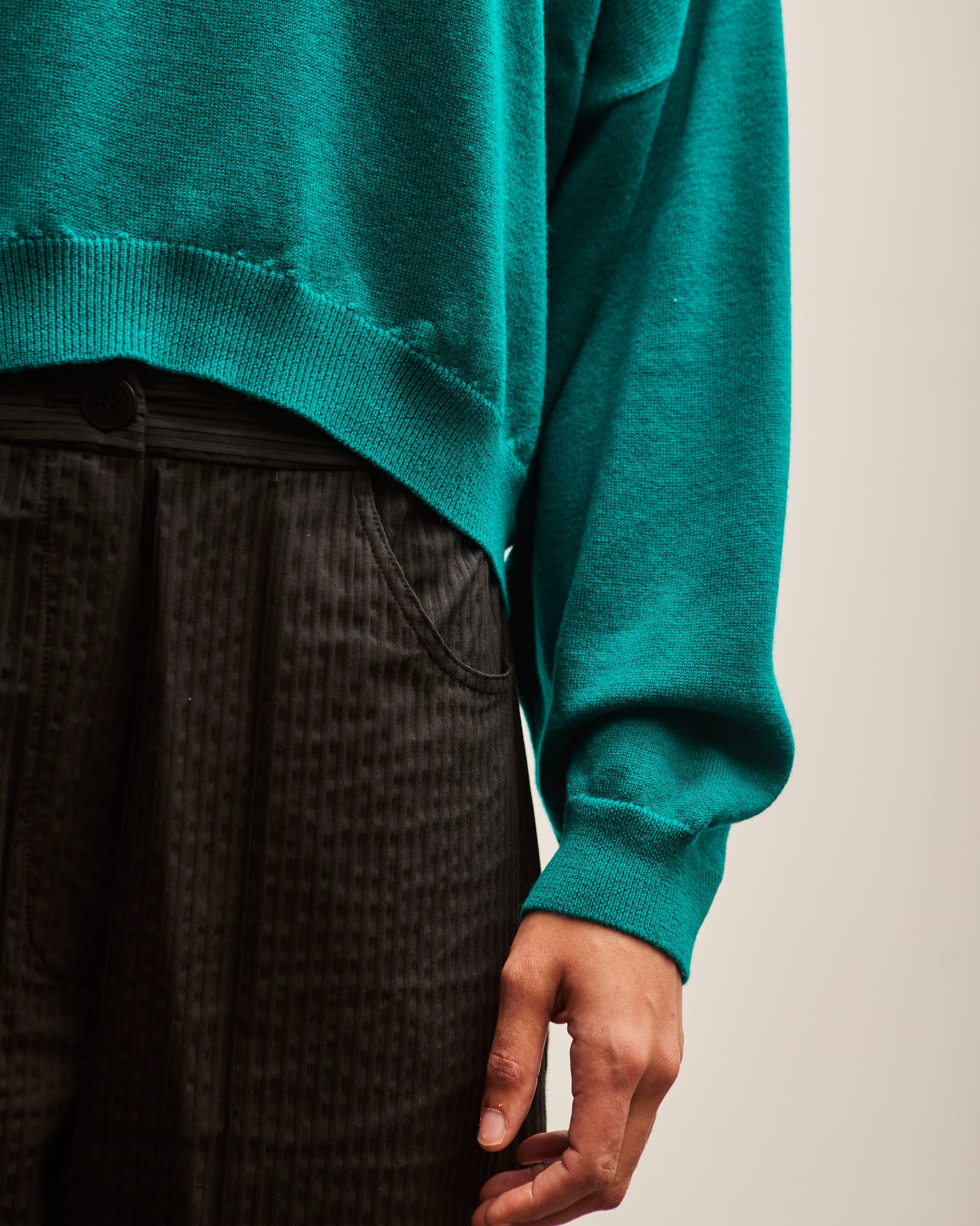 Cordera Merino Wool Polo Sweater, Teal Green