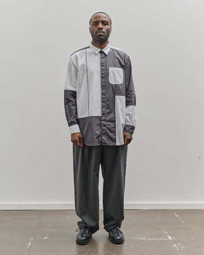 Engineered Garments Combo Short Collar Shirt, White/Charcoal
